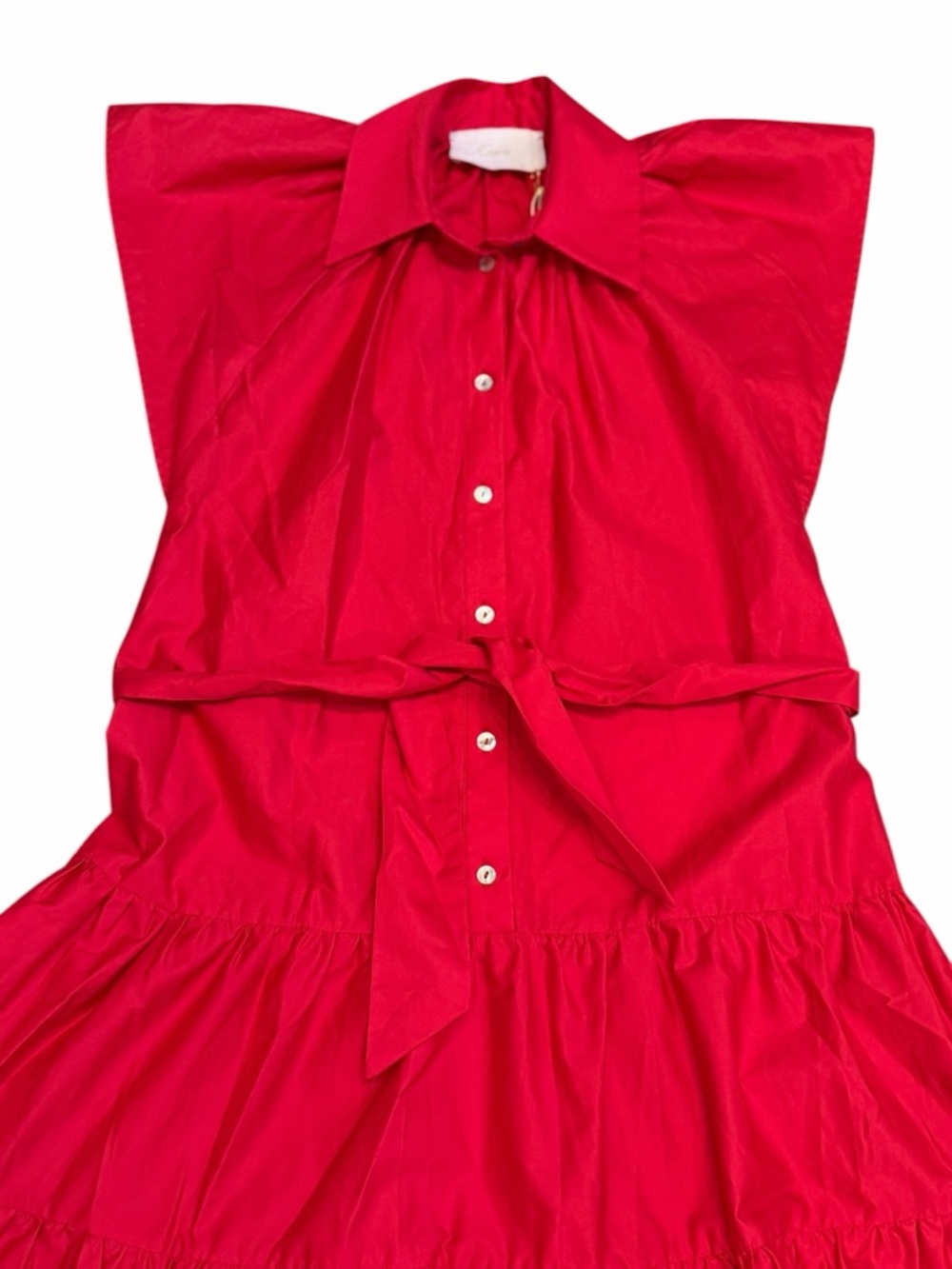 KASIA RUFFLE RED DRESS 100% Cotton Size Small - Picture 8 of 12